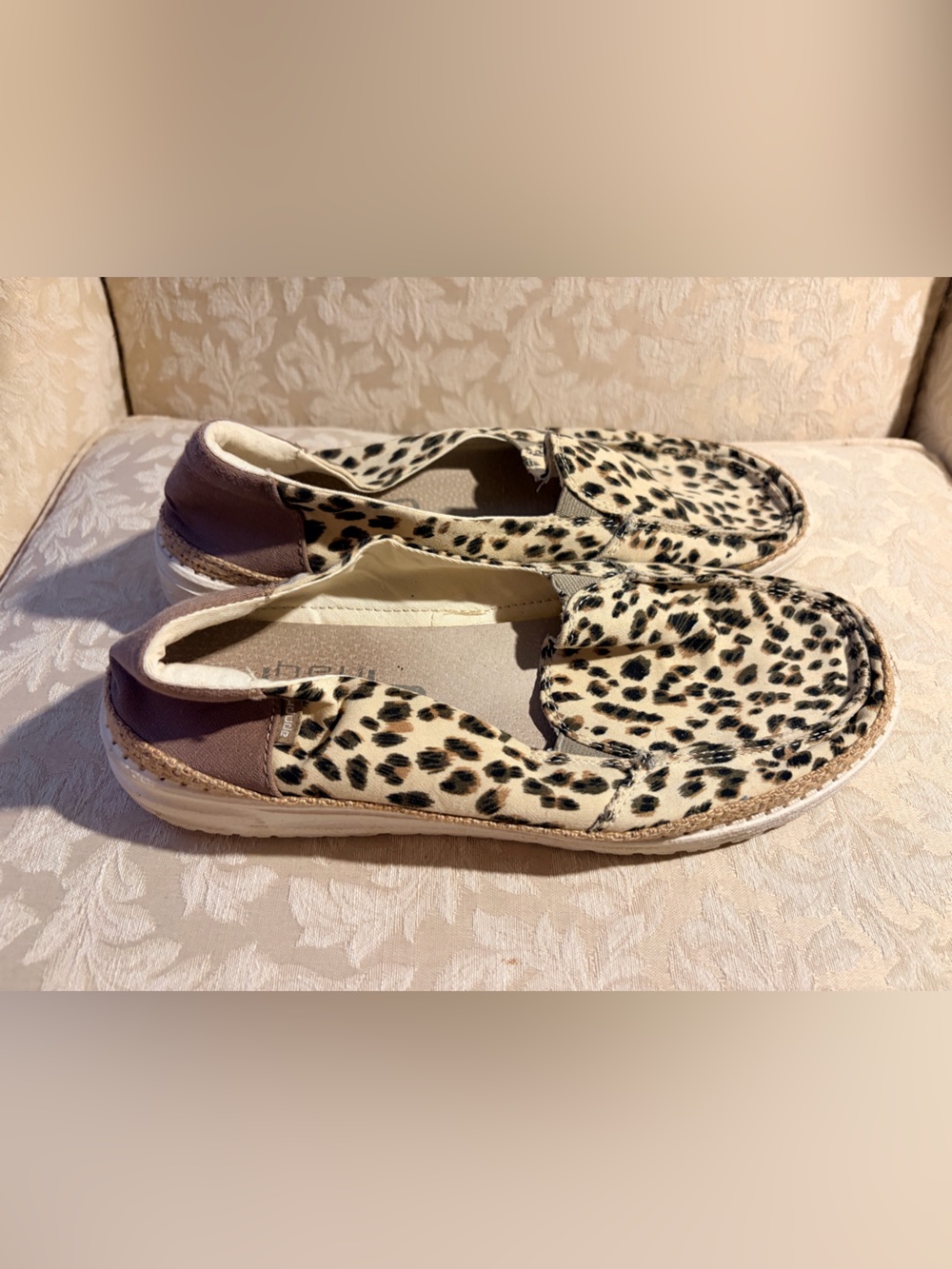 Hey Dude Women's Leopard Print Slip-On Flats - Brown/Black